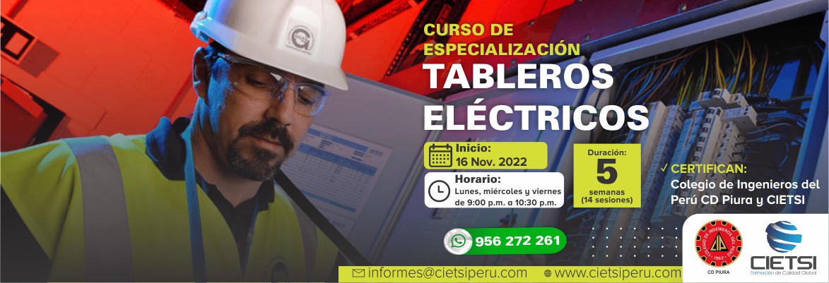 CURSO DE ESPECIALIZACIÓN EN TABLEROS ELÉCTRICOS 2DA EDICIÓN 2022